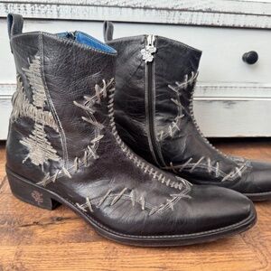 Mark Nason Rock Lives Cross Stitch Ankle Boots Leather Western 67607 Men's 9.5